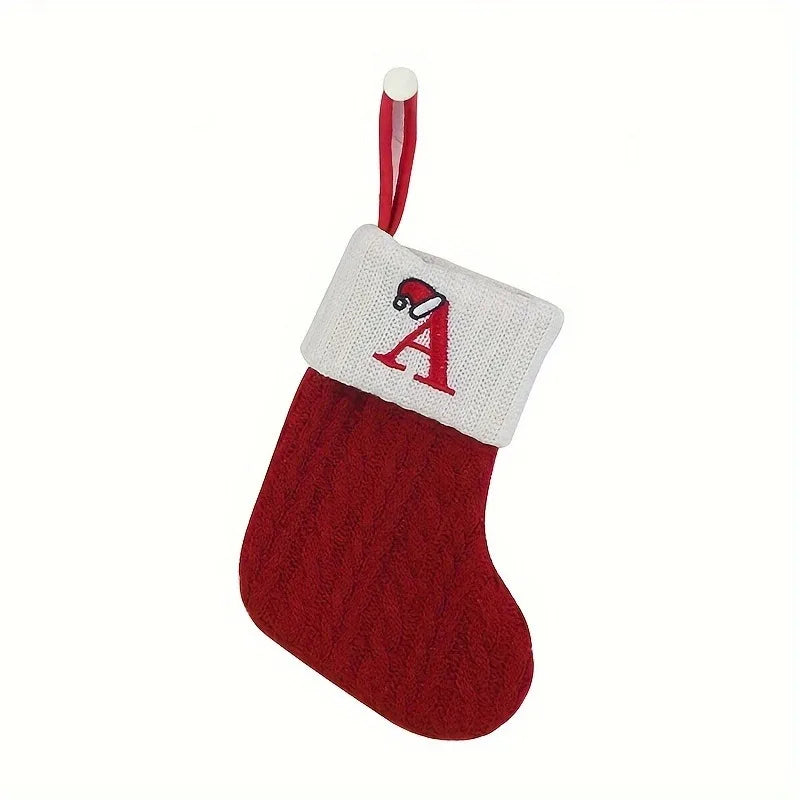 1PC, mini classic Christmas socks, embroidered letter woven theme socks, suitable for home, Christmas tree, holiday decoration