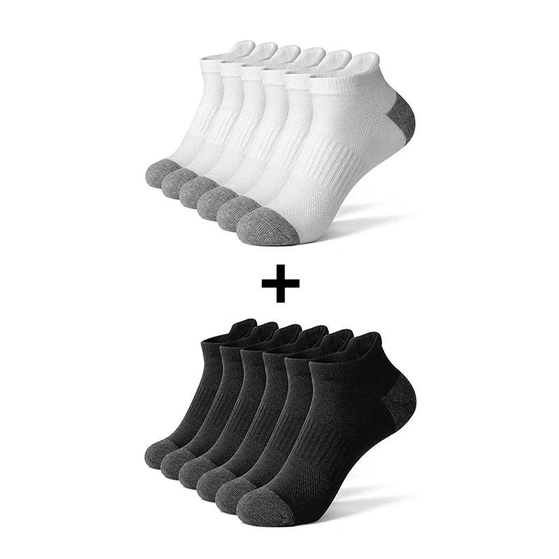 AOTOLK 6/12 Pairs Cotton Man and Women Socks Sports Solid Colors