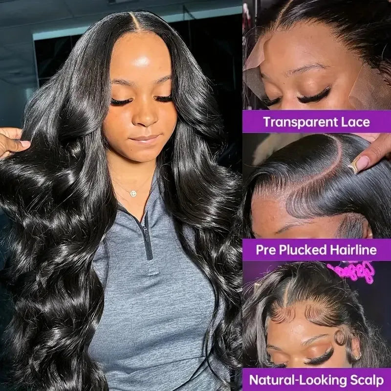 Raw Body Wave 200% Density 30 inch 13x6 HD Lace Front Human Hair Wigs Natural Color