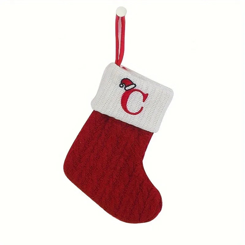 1PC, mini classic Christmas socks, embroidered letter woven theme socks, suitable for home, Christmas tree, holiday decoration