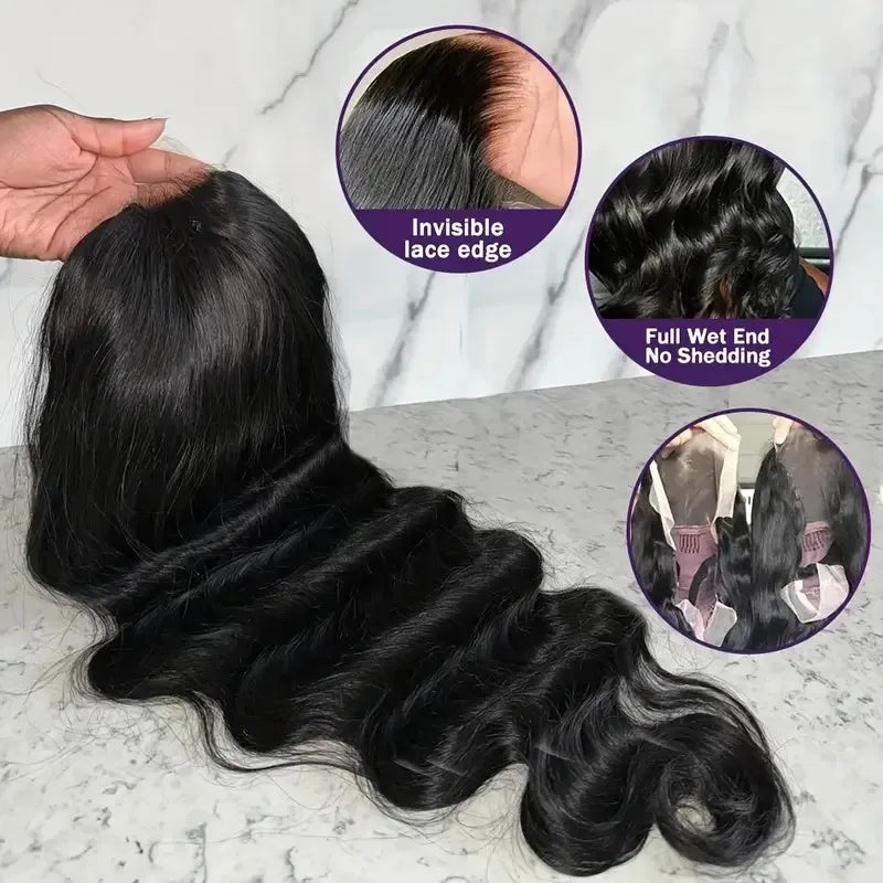 Raw Body Wave 200% Density 30 inch 13x6 HD Lace Front Human Hair Wigs Natural Color