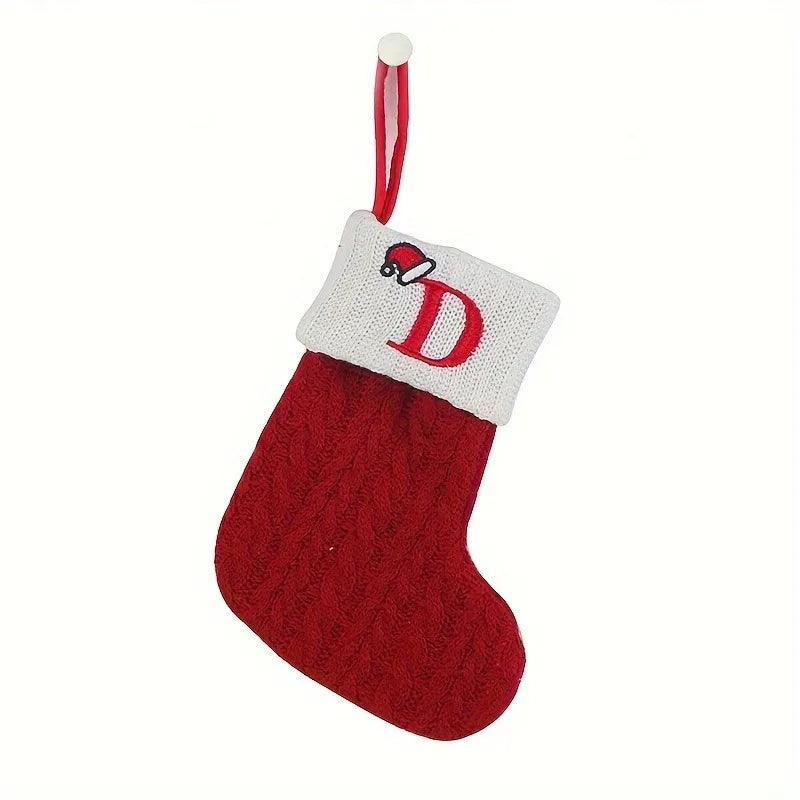 1PC, mini classic Christmas socks, embroidered letter woven theme socks, suitable for home, Christmas tree, holiday decoration