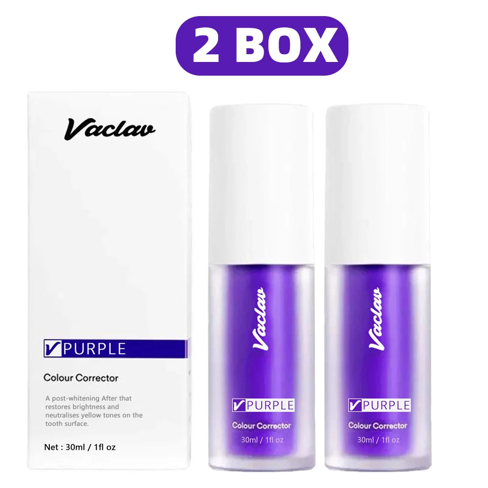 30ml Vaclav Purple Toothpaste Color Collector Removes Tartar Clean Oral Hygiene Fresh Breath Whitening Teeth Care Products