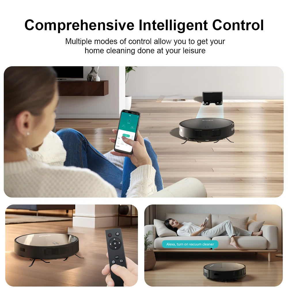 Robot Vacuum Cleaner 6000PA Strong Suction  Robotic App& Remote Control Self-Charging Smart Pet Hair