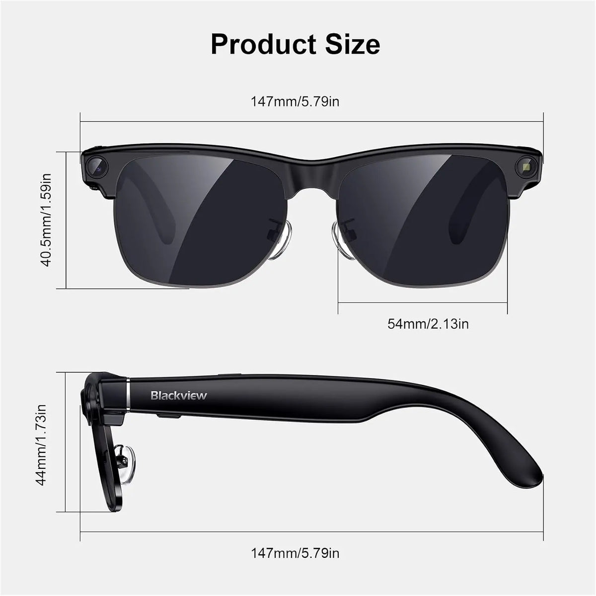 Blackview AI Smart Glasses with Camera, BT Call/Photo/4K HD Video Recording