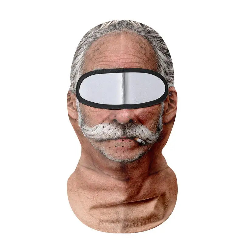 Funny Old Man Ski Mask Realistic Face Balaclava Summer Winter 3D Printed Full Face Mask for Skiing Snowboarding Outdoor Sports