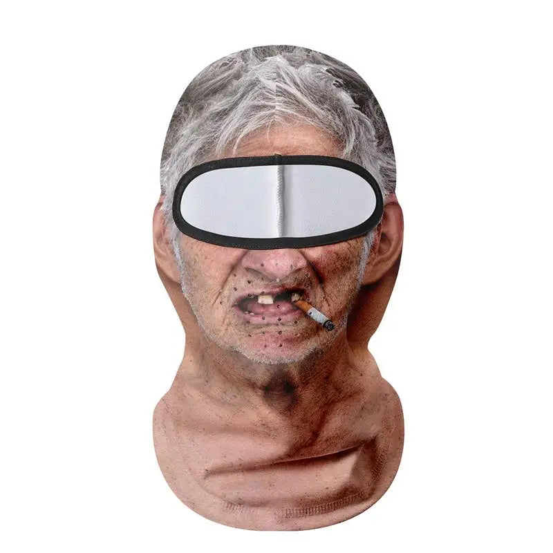 Funny Old Man Ski Mask Realistic Face Balaclava Summer Winter 3D Printed Full Face Mask for Skiing Snowboarding Outdoor Sports