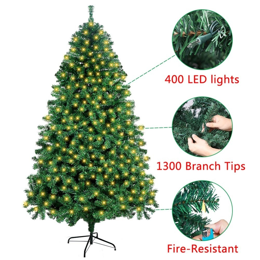 Green Christmas Tree 5/6/7ft with Metal Stand Artificial PVC Xmas Tree with 1000 Branches Holiday Decoration Fast Delivery