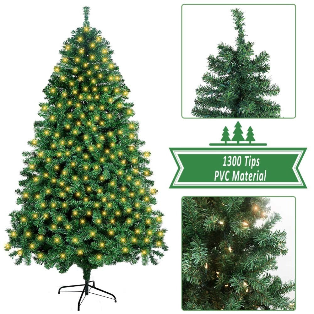 Green Christmas Tree 5/6/7ft with Metal Stand Artificial PVC Xmas Tree with 1000 Branches Holiday Decoration Fast Delivery