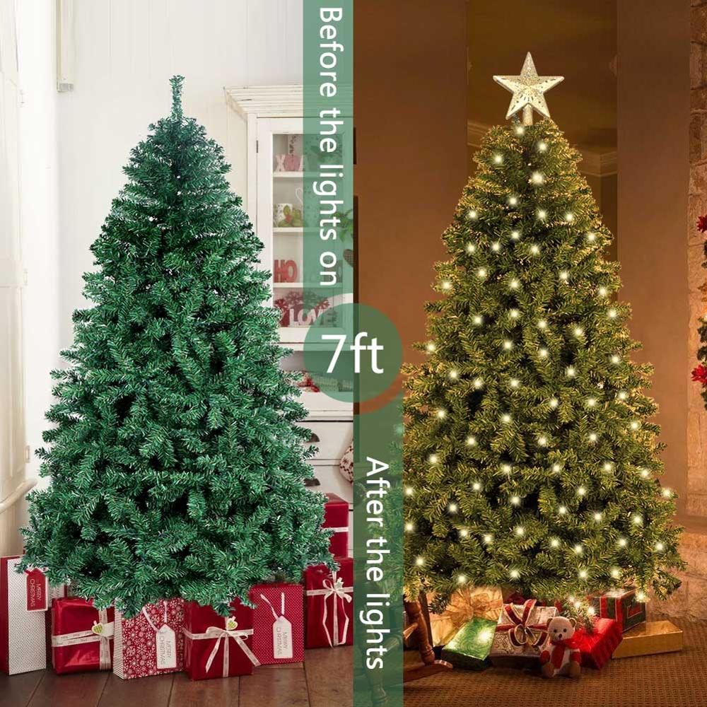 Green Christmas Tree 5/6/7ft with Metal Stand Artificial PVC Xmas Tree with 1000 Branches Holiday Decoration Fast Delivery