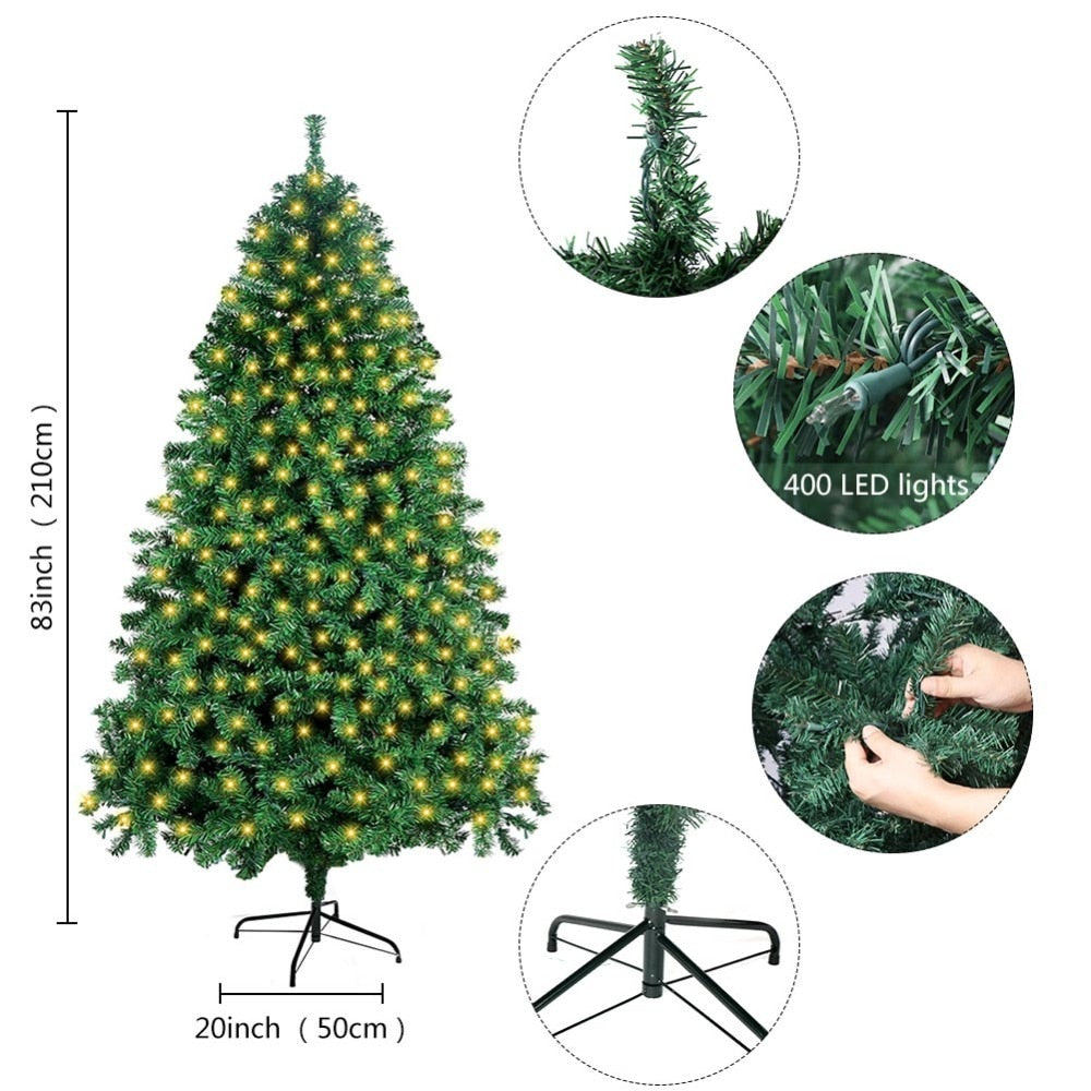 Green Christmas Tree 5/6/7ft with Metal Stand Artificial PVC Xmas Tree with 1000 Branches Holiday Decoration Fast Delivery