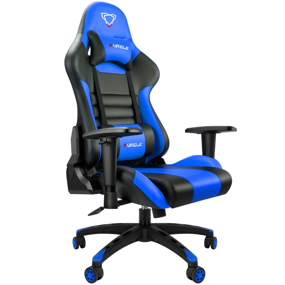 Gaming Chair, Ergonomic Computer Office Chair with Lumbar Support Footrest Headrest, Adjustable Height & Backrest Angle Video Gamer Chair, PU Leather, 360° Swivel, Adult,Black