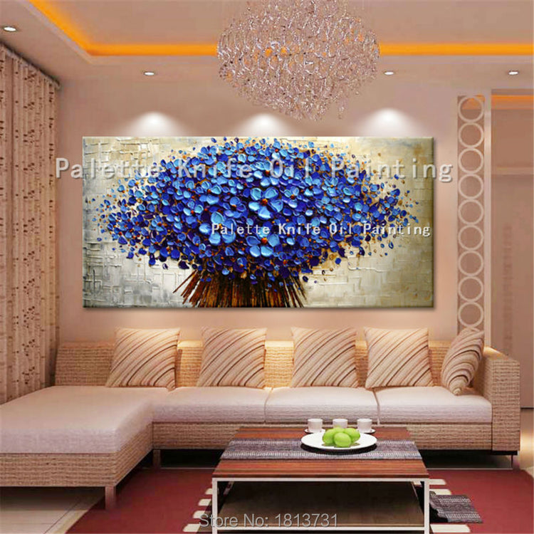 Canvas Painting Palette Knife 3D texture Flowers Wall Pictures for living room cuadros decoracion acrylic quadros wall art decor