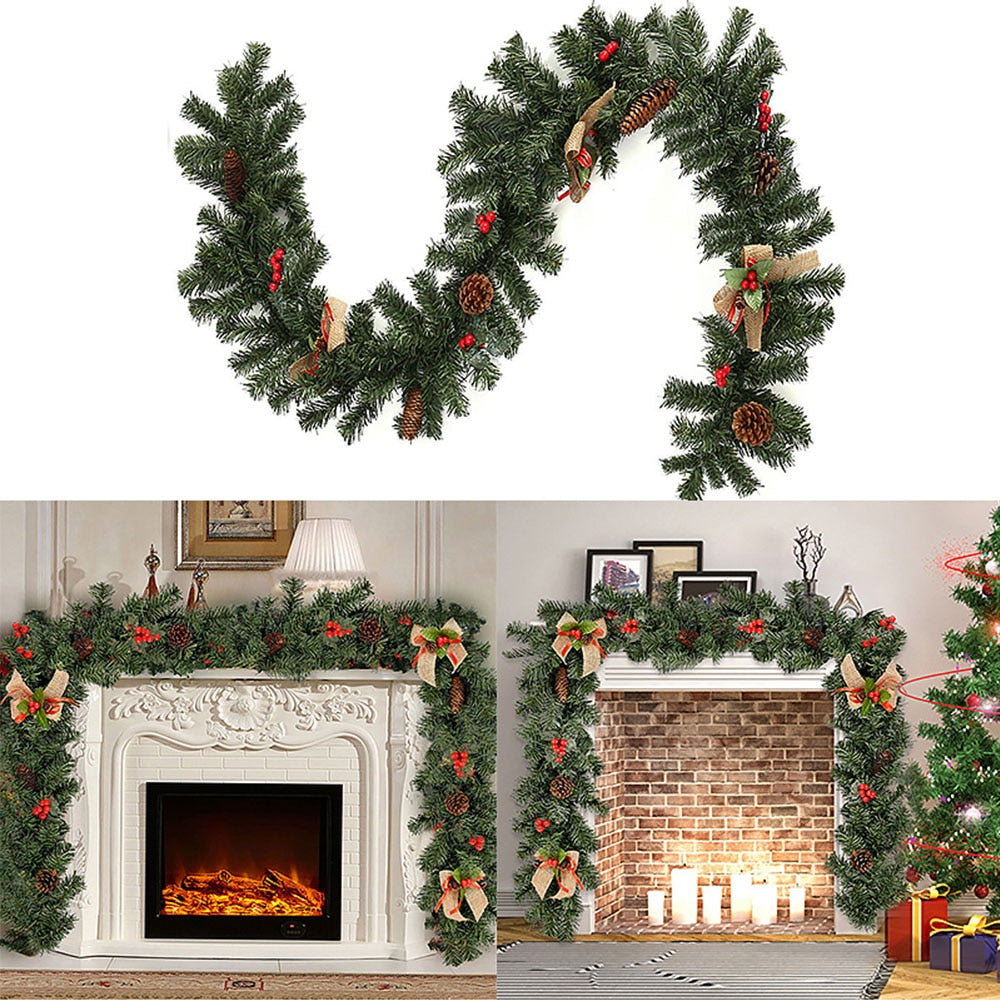 2.7M Christmas LED Rattan Garland Decorative For Staircase Fireplace Christmas Decoration Xmas Tree Rattan Banner Home Pendant