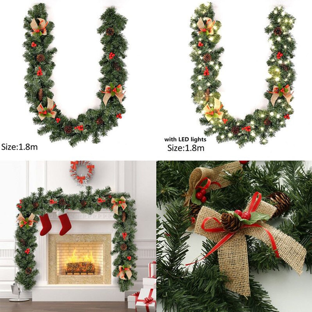 2.7M Christmas LED Rattan Garland Decorative For Staircase Fireplace Christmas Decoration Xmas Tree Rattan Banner Home Pendant