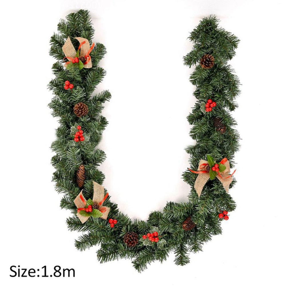 2.7M Christmas LED Rattan Garland Decorative For Staircase Fireplace Christmas Decoration Xmas Tree Rattan Banner Home Pendant