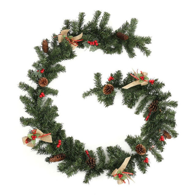 2.7M Christmas LED Rattan Garland Decorative For Staircase Fireplace Christmas Decoration Xmas Tree Rattan Banner Home Pendant