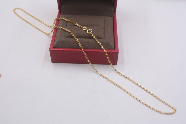 18K Solid Gold Rolo Chain Necklace Men Women 16" 18" 20" 22" 24" GUARANTEED 18KT PURE GOLD 2mm Link Necklace Spring Clasp Link