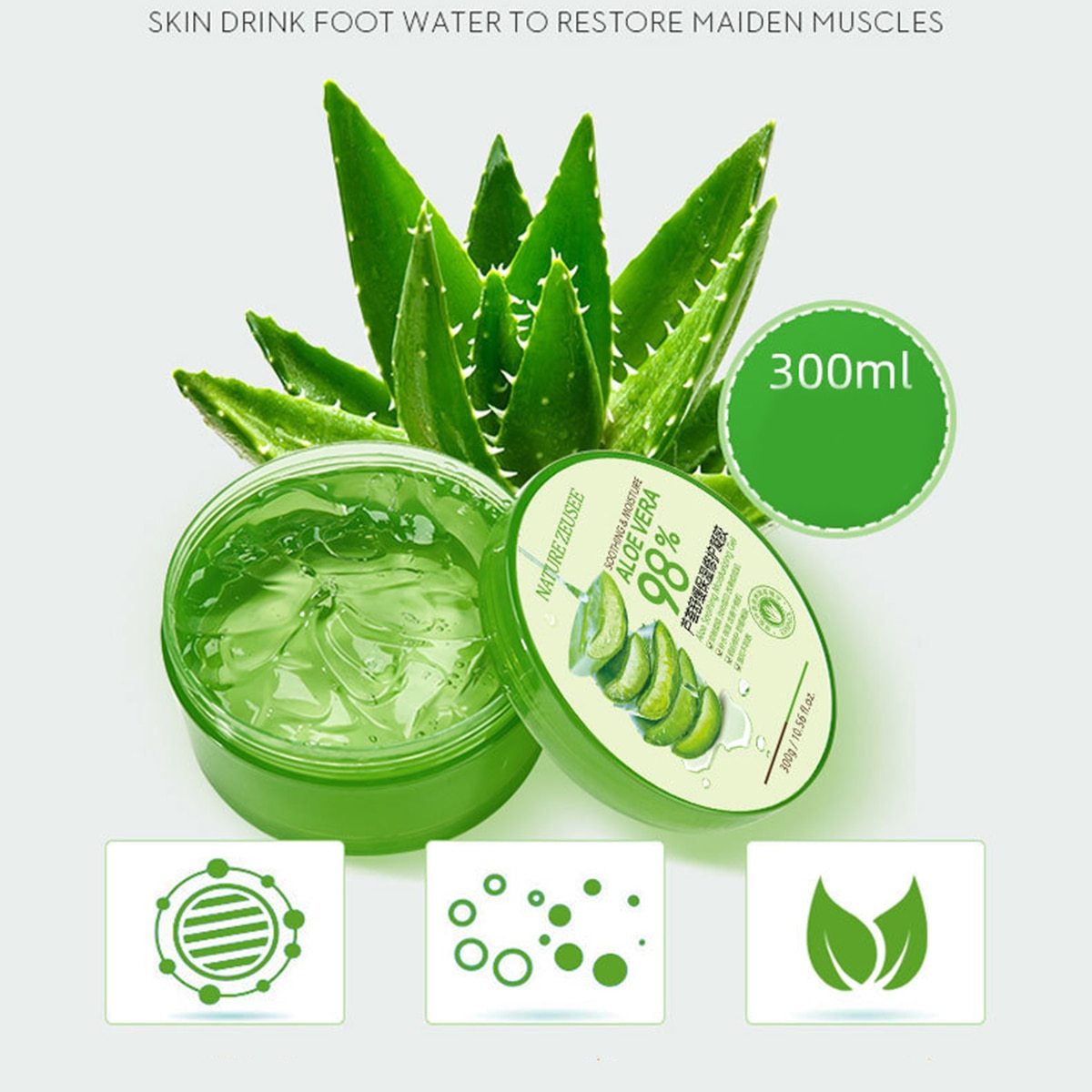 300g Nature Aloe Vera Gel Organic Oil-Control Face Skin Care Hydrating Repair Smoothing Moisturizing Gel Body Sunburn Relief - Buyhops