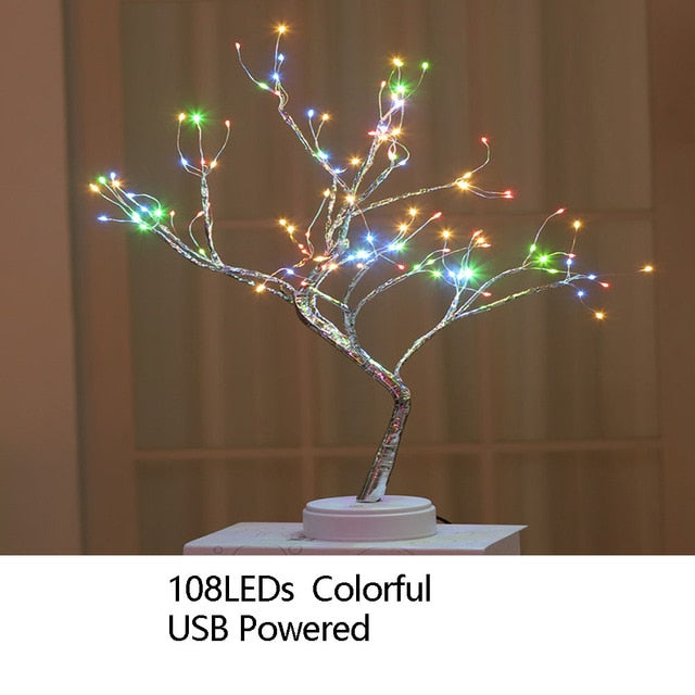 Night Light Home Decoration Bonsai Style Party Cherry Tree Shape LED Light DIY Plants Switch Copper