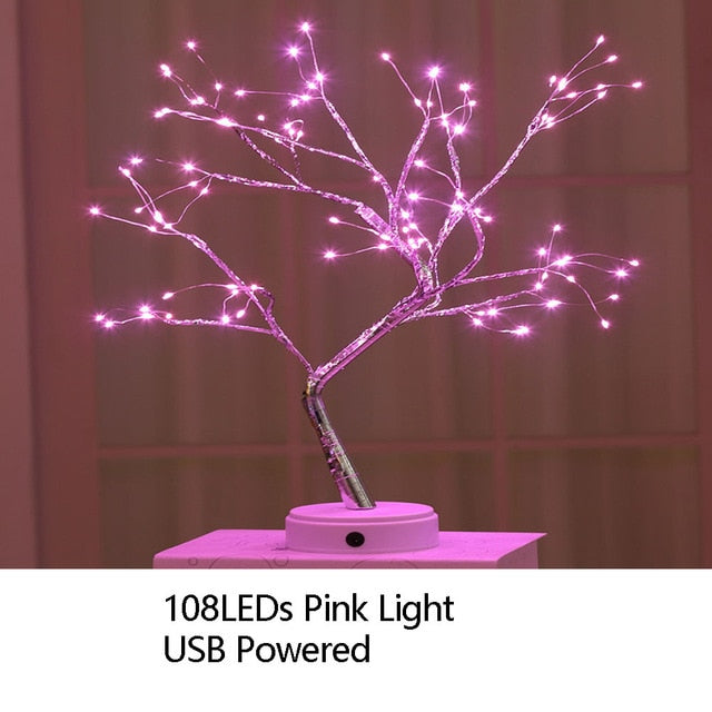 Night Light Home Decoration Bonsai Style Party Cherry Tree Shape LED Light DIY Plants Switch Copper