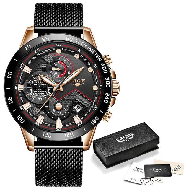 Luxury Mens  Wrist Watch Quartz Clock Rose Gold Watch Men Waterproof Sport Chronograph - Buyhops