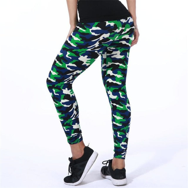 Camouflage Womens leggins Graffiti Style Slim Stretch Trouser Army Green Leggings Pants K085