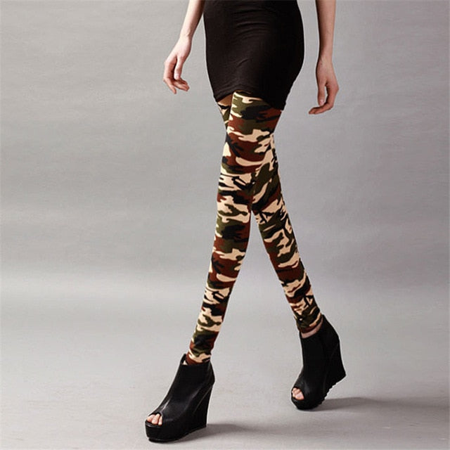 Camouflage Womens leggins Graffiti Style Slim Stretch Trouser Army Green Leggings Pants K085