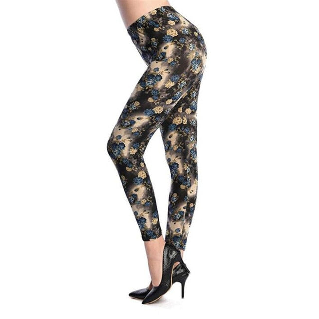 Camouflage Womens leggins Graffiti Style Slim Stretch Trouser Army Green Leggings Pants K085