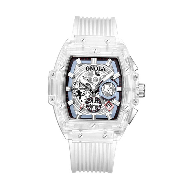 ONOLA Brand Transparent Plastic Watch Men Fashion Sports casual unique Quartz Luxury  Watch