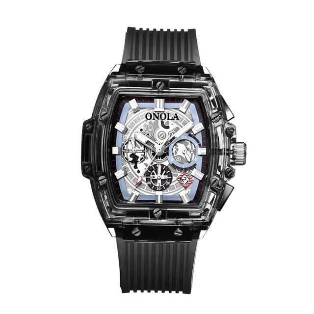 ONOLA Brand Transparent Plastic Watch Men Fashion Sports casual unique Quartz Luxury  Watch