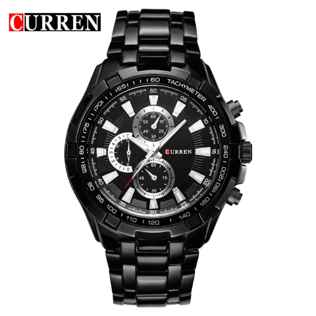 CURREN Watch Men Luxury Brand Watches Black Stainless Steel Male Army Watch Waterproof
