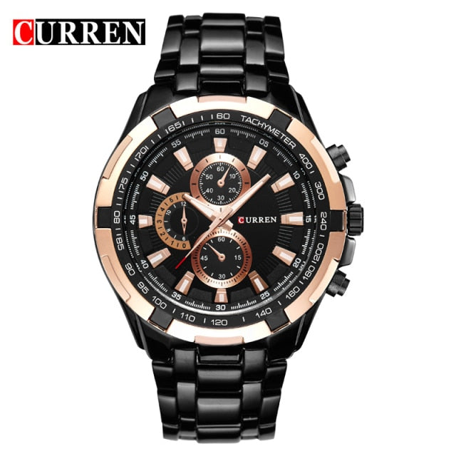 CURREN Watch Men Luxury Brand Watches Black Stainless Steel Male Army Watch Waterproof