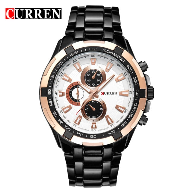 CURREN Watch Men Luxury Brand Watches Black Stainless Steel Male Army Watch Waterproof