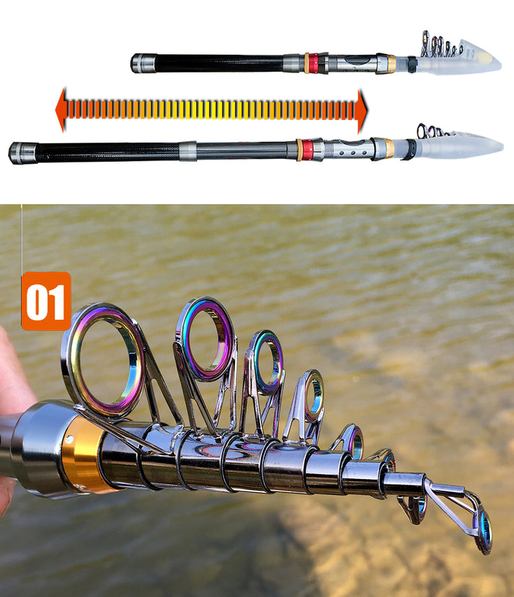 Telescopic Fishing Rod Combo and Reel Kit Spinning Fishing Reel Gear Pole Set Fishing Reel and Rod