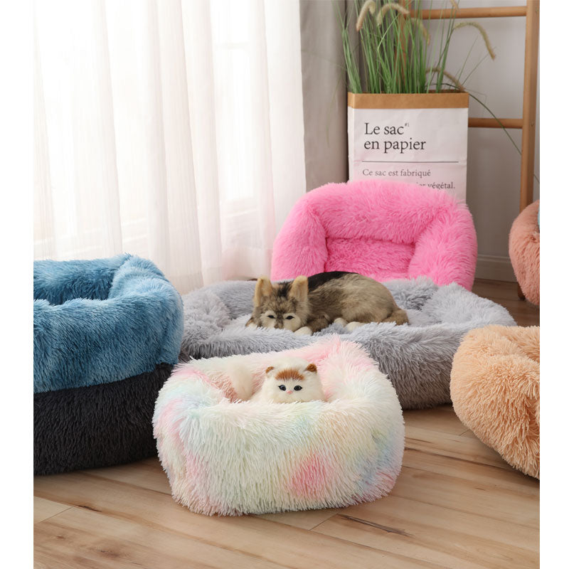 Fluffy  Beds For Large Dogs Round House Cushion  Soft Long Plush
