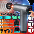 LEERCON Handheld electric muscle massage gun with 6 speed settings and 4 massage heads for deep tissue and fascia relief.