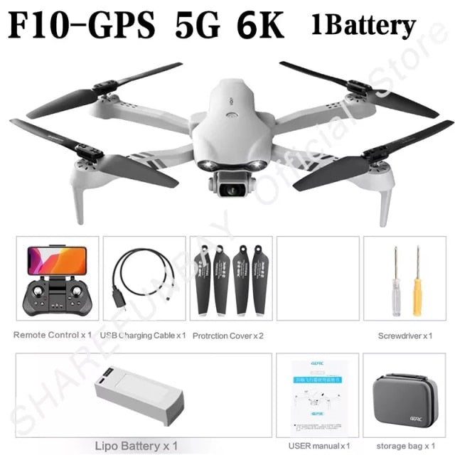 SHAREFUNBAY New F10 Drone 4k Profesional GPS Drones With Camera Hd 4k Cameras Rc Helicopter 5G WiFi Drones