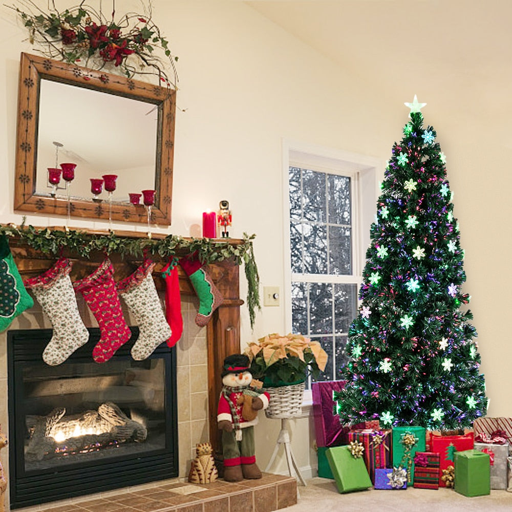 4ft To 7ft Artificial Christmas Tree with 800 Pine Branches PVC Flame Retardant Metal Stable Tripod Large Christmas Decoration Tree