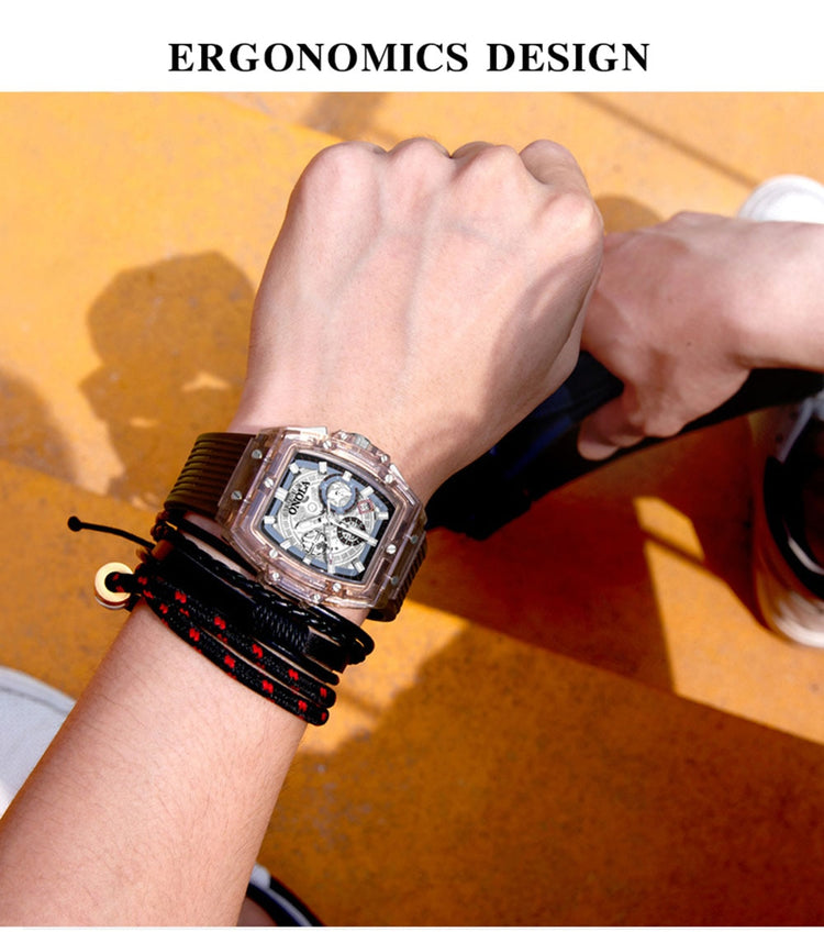 ONOLA Brand Transparent Plastic Watch Men Fashion Sports casual unique Quartz Luxury  Watch