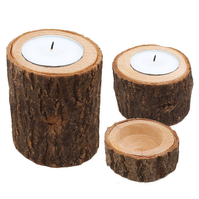 1Pcs Rustic Centerpieces Candle Decor Wooden Holder Base Holiday  Table Light Candle Decor