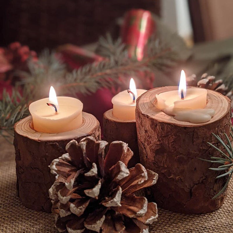 1Pcs Rustic Centerpieces Candle Decor Wooden Holder Base Holiday  Table Light Candle Decor