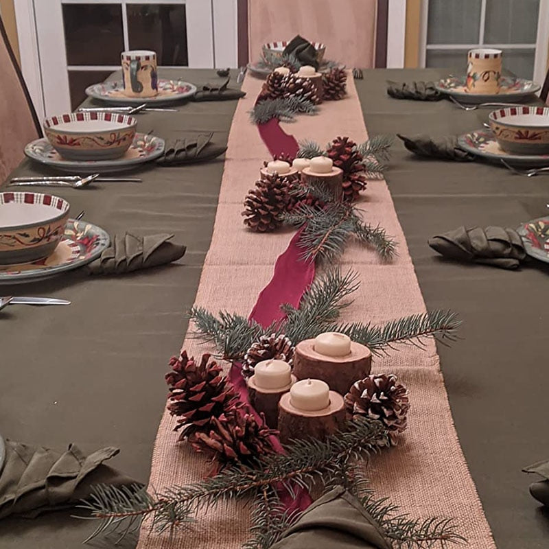 1Pcs Rustic Centerpieces Candle Decor Wooden Holder Base Holiday  Table Light Candle Decor