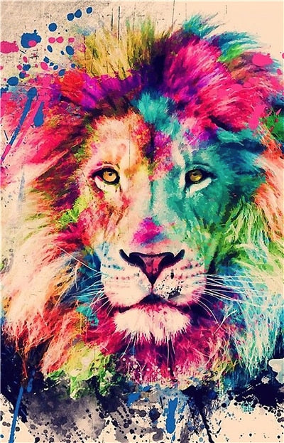 Abstract Lions Oil Paintings on Canvas Modern Colorful Animals Posters and Prints for Home Wall Art Decorative Pictures No Frame