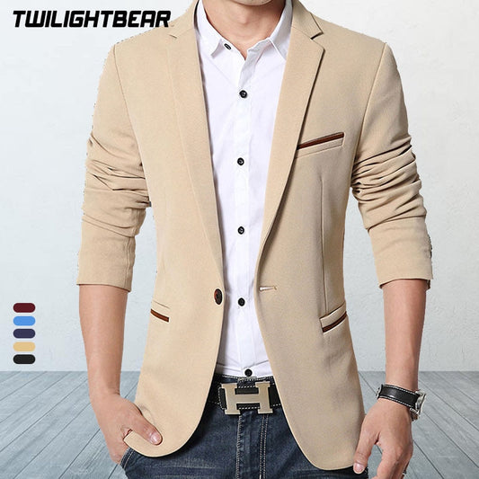 Mens Casual Blazers Fashion Slim Suit Jacket  Blazer Clothing Vetement Homme M~5XL HF1415
