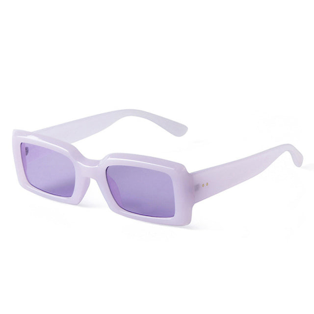 SO&EI Popular Fashion Rectangle Sunglasses Women Retro Jelly Color Eyewear Shades Square Blue Purple white