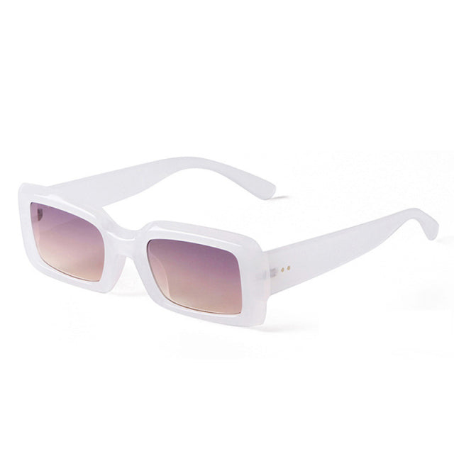 SO&EI Popular Fashion Rectangle Sunglasses Women Retro Jelly Color Eyewear Shades Square Blue Purple white