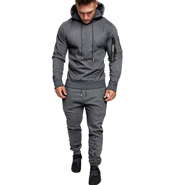 NEW Men's Casual Tracksuit  Autumn Winter Men Hoodies and Sweatpants Two Pieces Sets Sportswear