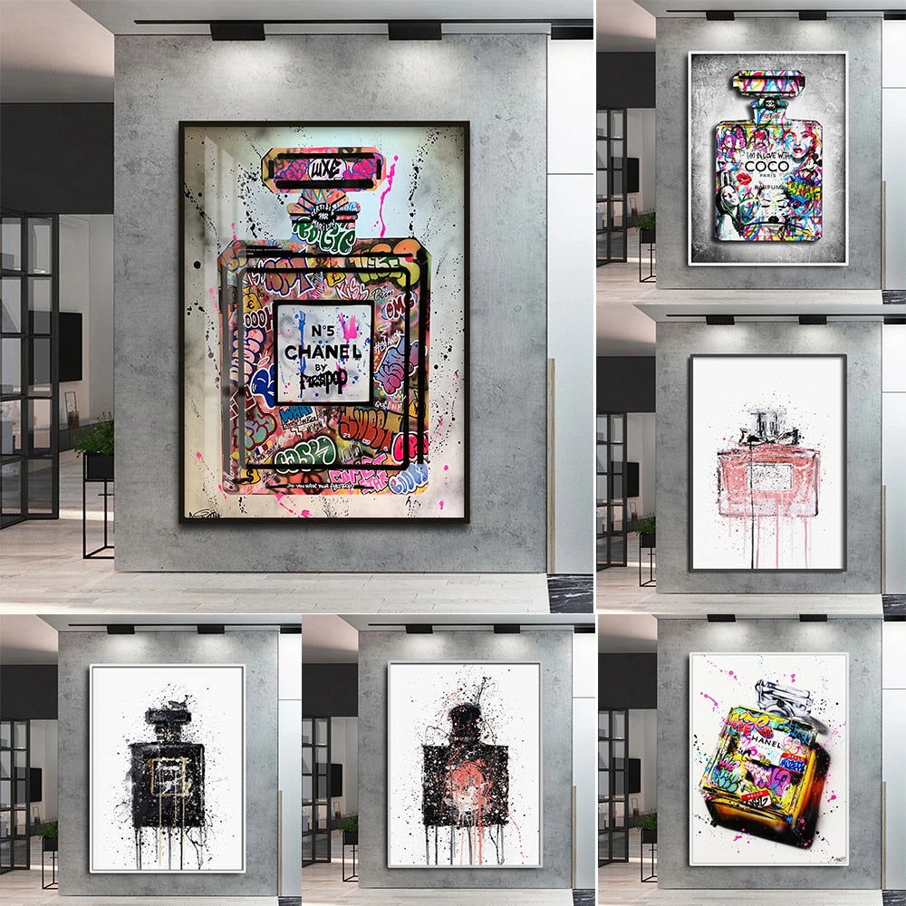 Graffiti Perfume Street Art Canvas Poster Prints Wall Picture Modern Fashion Women Bedroom Print Living Room Home Decoration
