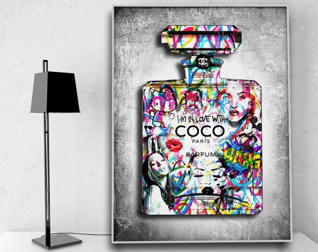 Graffiti Perfume Street Art Canvas Poster Prints Wall Picture Modern Fashion Women Bedroom Print Living Room Home Decoration